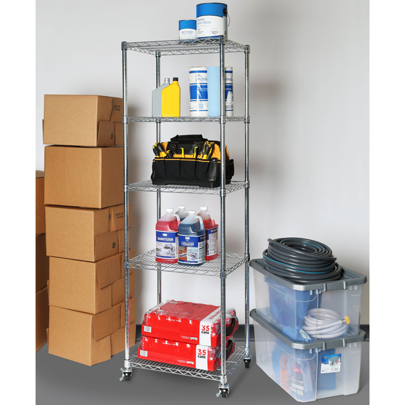 Seville Classics 5Tier UltraZinc NSF Steel Wire Shelving with Wheels